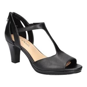 Easy Street Women's Flash T-Strap Mid Heel Dress Sandals Black Size 8 W